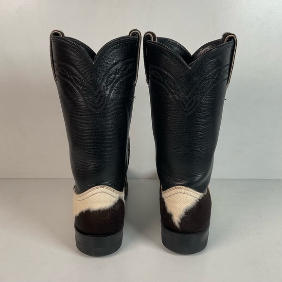 Justin Calf Hair On Cow Hide Pony Cowgirl Roper Boots 6 B Western USA Made - Picture 11 of 15